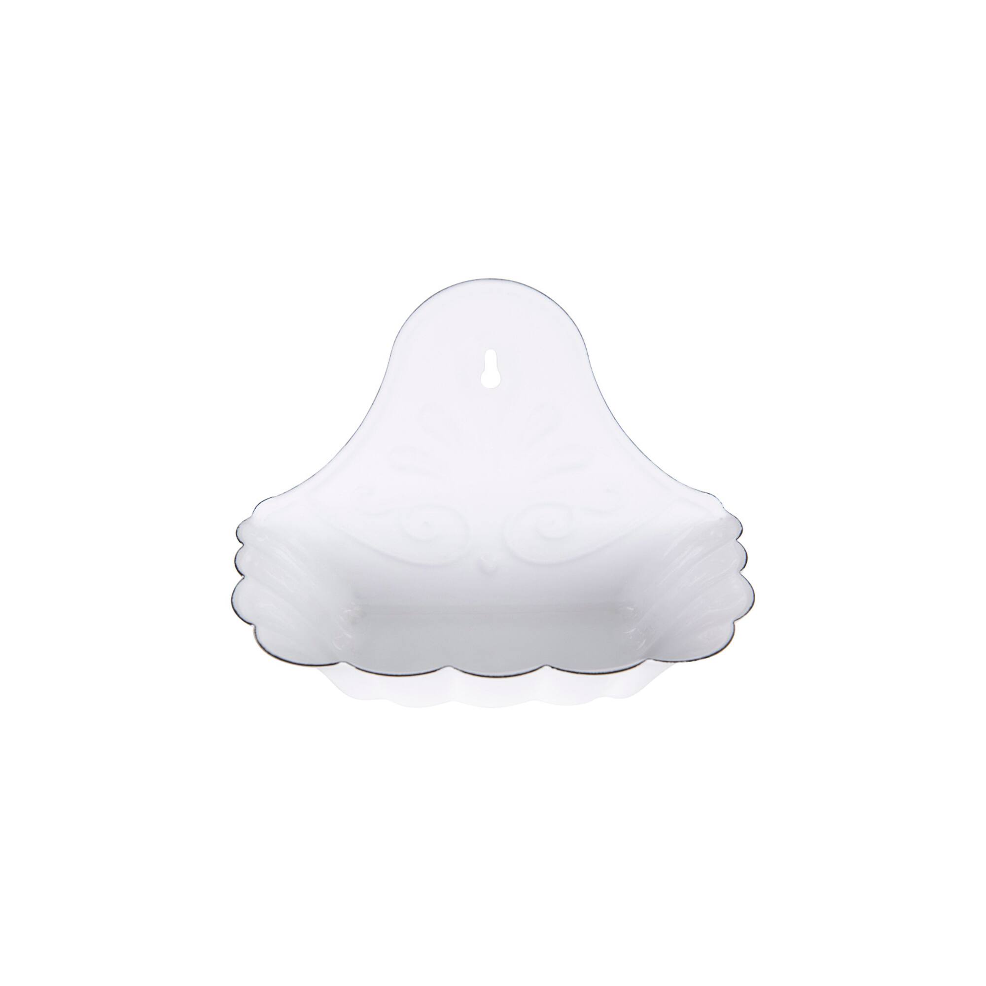 6" White Enameled Metal Soap Dish